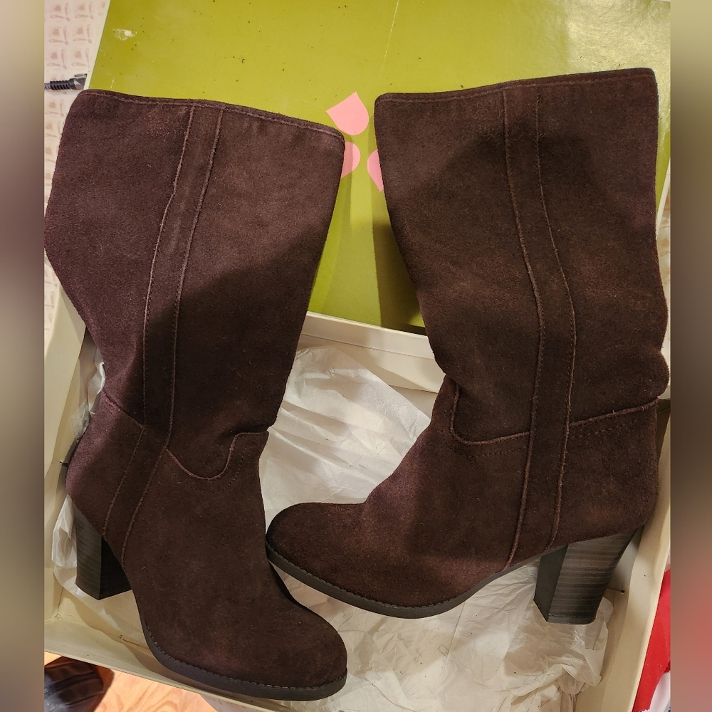 Naturalizer Dark Brown Suede Heeled Boots Original Price $119.